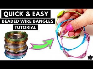 QUICK and EASY Colorful, Stackable Beaded WIRE Bangle BRACELET TUTORIAL| Beebeecraft.com