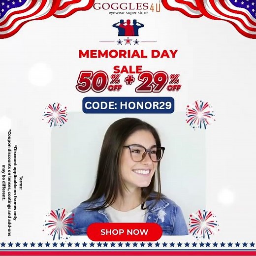 Goggles4U Memorial Day Sale | Huge Double Discount on Prescription Glasses!