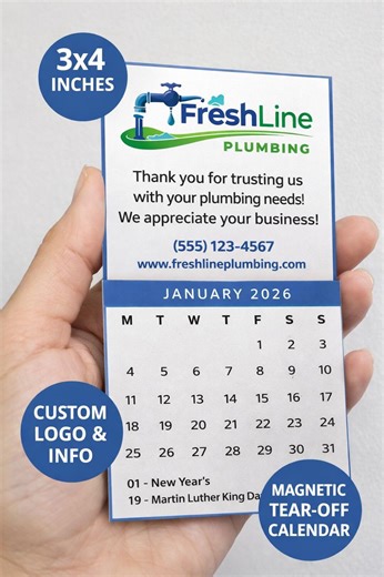 Magnetic Mini Tear-off Calendar 3x4 – Custom Business Calendar – Personalized Fridge Magnet Calendar – Promotional Calendar - Etsy
