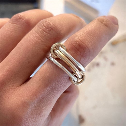 Two-tone Interlocking Ring: 14K Gold Fill & Sterling Silver (R2) - Etsy UK