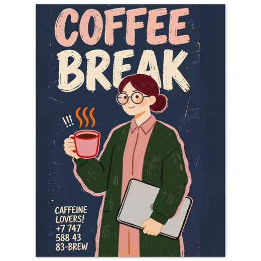 Premium Semi-glossy Paper Poster Coffee Break Wall Art Printable - Etsy