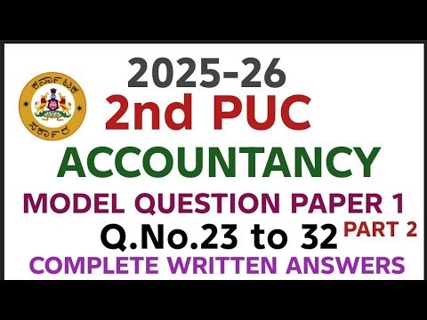 2nd PUC Accountancy model question paper 1,2026 with answers