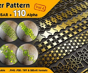 ArtStation - 110 Border Pattern   Alpha (4K) Vol 4 | Brushes