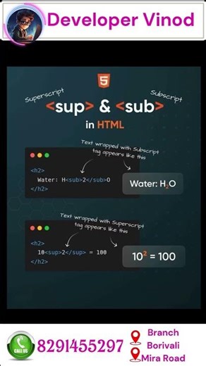 📚 Understanding HTML Superscript & Subscript! ✨ | How to Use sup & sub Tags Effectively! 🔍