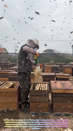 Modern Beekeeping: Watch a Pro Harvest Honey with an Electric Bee-Shaking Machine! 🐝🍯