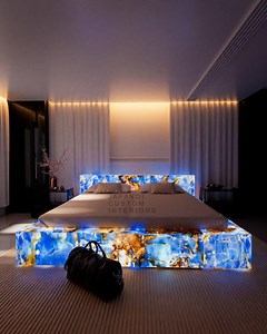 Blue Onyx Marble Bed Frame - Custom - Backlit Permissable - Etsy