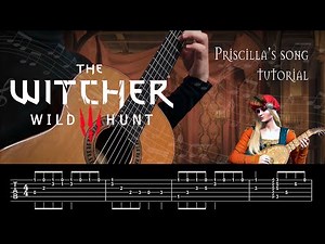Witcher 3 Priscilla's song guitar TUTORIAL. Easy and hard version