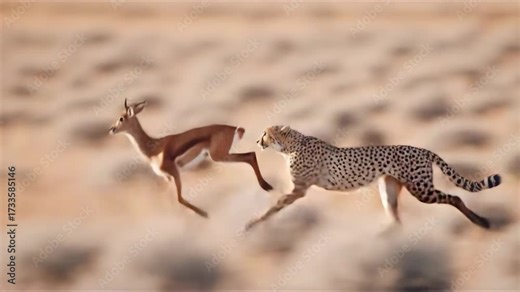 Ultra HD A Cheetah chasing a springbok in the african savanna during the dry season, cheetah and deer are running video