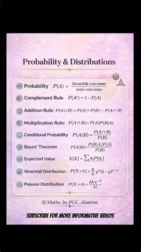 Probability and Distribution Important Formulas #education #probability #maths
