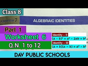 DAV class 8 maths chapter 7 worksheet 6 Q.N. 1 to 12 - Factorisation