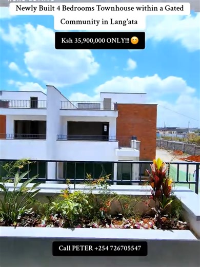 The property’s functional yet aesthetic design is inspired by contemporary suburban lifestyle with a penchant for an elegant yet warm, family environment. Call Peter 254 726705547 The designers have kept in mind the need for customization to suit individual residents with tasteful finishes, bespoke interiors. Each residential duplex townhouse benefits from an open plan layout in the living area, complimented by full height sliding doors that create a seamless flow from inside to outside. 2,650 S