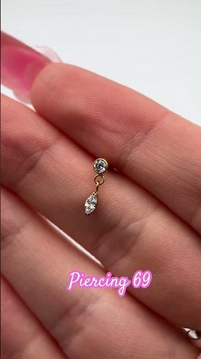 Gold Titanium Piercing | Threaded Top with Dangling Gem #piercing #titaniumjewelry #bodyjewelry