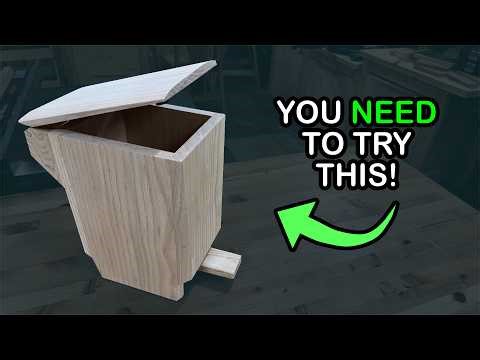 I Built This Mini Step-On Trash Can Entirely from Solid Wood