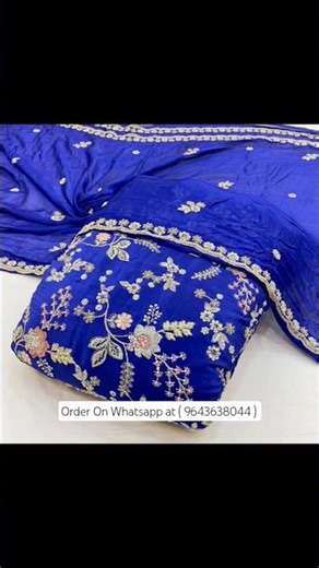 Hand-Embroidered Crepe & Chinon Magic! ✨ #LuxuryFabric #EthnicWear #trending #crepe