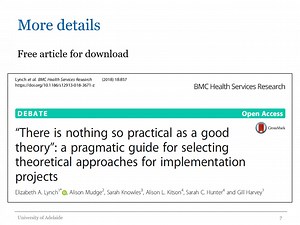 Choosing an implementation Theory, Model or Framework