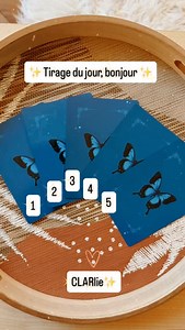 ✨ Tirage du jour, bonjour ✨ En ce début de semaine je démarre avec l’oracle de la transformation 🦋 5 cartes se présentent devant toi, laquelle choisis-tu? 🙂 Belle semaine. Emilie-CLARlie✨ #clarlie #éveil #mouvement #guidancedujour | Emilie Weiss
