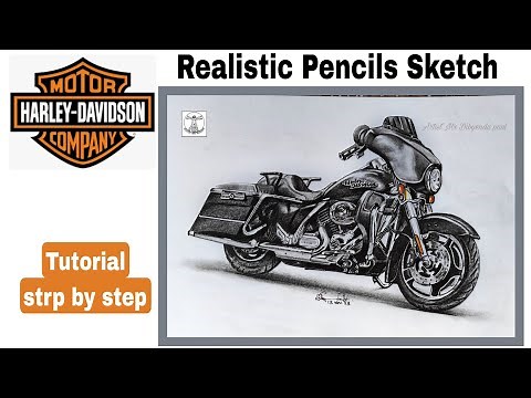 How to Draw Harley-Davidson Motorcycle easy/ Realistic Drawing of Harley-Davidson Bike with pencil