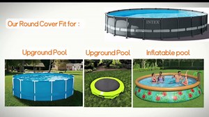 Solar Pool Covers 18 FT Round,Pool Covers for Above Ground Pools,Durable Tearproof Waterproof Polyester Cloth,Summer Swimming Pool Cover,Cold and UV-Resistant,with Ground Nail Sets-Aibiley