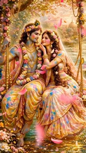 Radha Krishna Holi in Vrindavan | Festival of Colors and Divine Love 🌸🦚🪈🪷 #radhakrishna