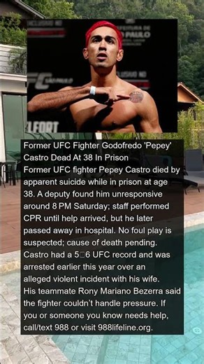 Godofredo 'Pepey' Castro Former UFC Fighter Found Dead In Prison At 38 | #news #shorts