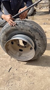 Dyna truck tubeless tyre removed and separated from the rim, showing the process in a simple and clean way. #tyre #mechanic #reelsvideo | TyreFix-YounasK