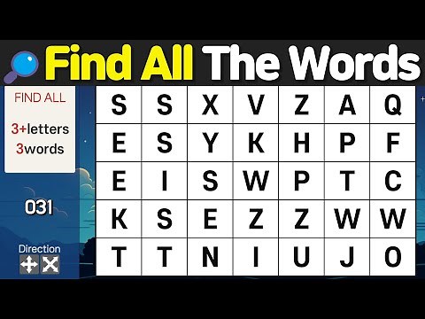 Find hidden words. Can you find them all? Brain games for seniors. pastime, concentration #031
