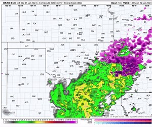 10K views · 127 reactions | Model update 4:45pm Here’s the latest future radar depiction from HRRR This is from 5pm though 9am. It will not be exact but gives a general idea of what will happen. It does not pick up on freezing drizzle very well so don’t assume it’s all clear along I-44 just because it’s not showing echos. Purple is FREEZING RAIN. | Weather Watch Oklahoma | Facebook