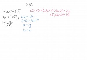 Explain why the function is differentiable at the given point. Then find the linearization L(x, y) of the function at that point. f(x, y)=√(x y), (1,4) | Numerade