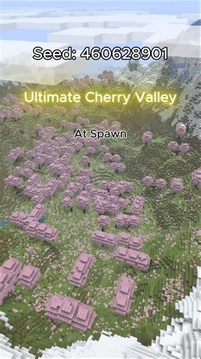 Ultimate Snow Cherry Grove Valley! #minecraft #gaming #minecraftmountain #minecraftseeds