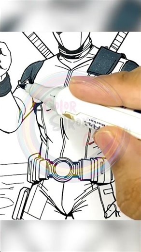 P-3- Deadpool holding a tiny THOR'S Hammer _ Creative Coloring Page _ Music