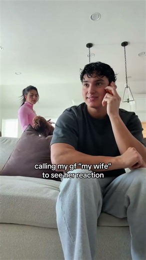 Calling my girlfriend “wife”… her reaction 😳 #FunnyVideos #CouplePrank #FYP