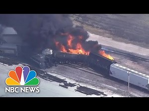Watch: Smoke Billows From Derailed Train On Fire In Illinois | NBC News