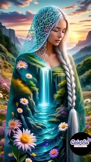 Coloring a Fantasy Waterfall Goddess | Colorful Canvas