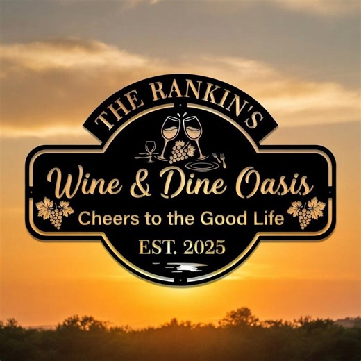 Personalized Wine & Dine Oasis Sign, Custom Home Bar Decor, Cheers to the Good Life - Etsy