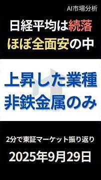 [TSE Market Review in 2 Minutes] The Nikkei 225 is Reluctant to Fall, but the TOPIX is Down!? The...