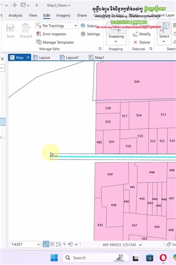 ===>ចុចលើ​ link នេះដើម្បីបាន tool https://t.me/GISkhmer_learning ការប្រើប្រាស់ Tool Cut Road សម្រាប់កាត់ចំណីផ្លូវ និងបង្កើតអ័ក្សរផ្លួវសង់ខាងដោយស្វ័យប្រវត្ត 🎓មើល VDO តាម Youtube 🎓🎓🎓https://youtu.be/P_sc_FVEHAU 🎓មើលមេរៀន GIS ផ្សេងៗទៀត https://www.youtube.com/channel/UCh_6MSOObbfOTUIYoXIkrEg?sub_confirmation=1 ✅សិក្សាជំនាញ GIS លើកម្មវិធី ArcMap-ArcGIS Pro ✅វគ្គសិក្សាសម្រាប់ផ្នែកនិមួយៗមាន 🎓វគ្គកម្រិតមូលដ្ឋាន 🎓វគ្គផលិតប្លង់ដីឡូតិ៍ 🎓វគ្គផលិតផែនទី 🎓វគ្គបង្កើត និងគ្រប់គ្រង់ទិន្នន័យក្បាល់ដី 🎓វគ