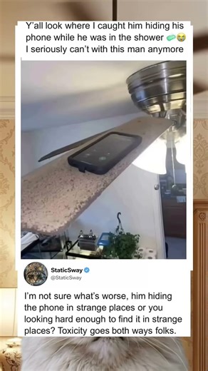 Phone found hidden above a ceiling fan