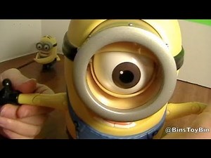 MINION STUART Despicable Me 2 Laughing Action Figure! Large Minion Toy! Review by Bin's Toy Bin