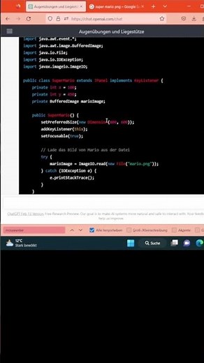 Bin schockiert: ChatGPT programmiert mir in Sekunden ein Java Programm, das super Mario darstellt...