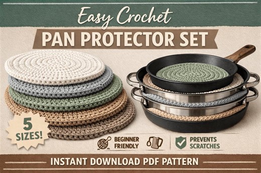 Beginner Crochet Pan Protector Pattern | 5 Sizes Included | Kitchen Pan Saver PDF - Etsy