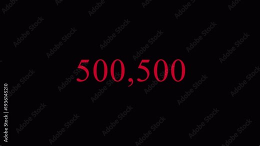 Number counter animation from 0 to 1,000,000 on a transparent background, Animated counting Numbers of one million in 4k with alpha channel.