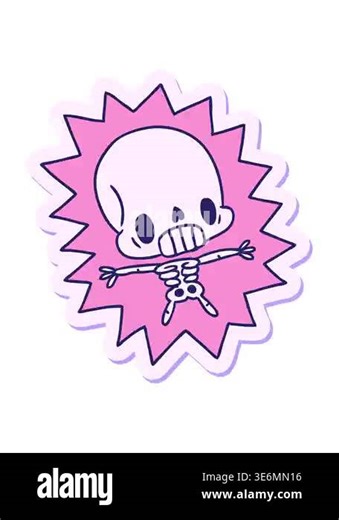 shivering motion animation of sticker cartoon illustration kawaii electrocuted skeleton Stock Video Footage - Alamy