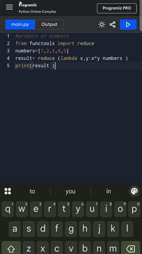 🐍 Multiply List Elements using reduce() 🔥#coding #correctcoding #python #learnpython