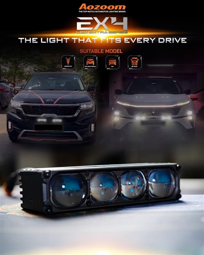 When the night demands more power – EX4 delivers. ⚡ From rugged pickups & SUVs, to sleek sedans & MPVs, even trucks & offroad beasts 👉 the AOZOOM EX4 LED EXTRA LIGHTS fit them all. 💡 Engineered for extreme clarity & durability: - Power Output: 60W – 108W of pure illumination - 4 high-performance lenses: wide, balanced, glare-free beam - Neutral White 5000K: natural visibility in all conditions - Alloy body active cooling: stable brightness, zero overheating - IP67 Waterproof: ready for any wea