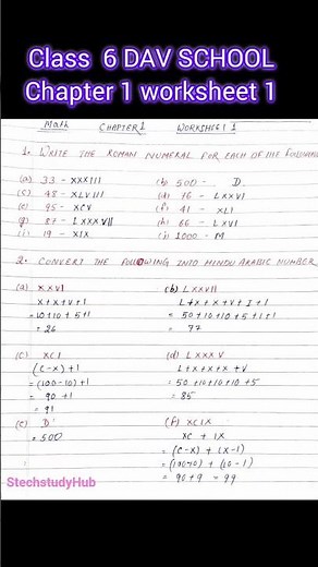 class 6 DAV SCHOOL math chapter 1 worksheet 1