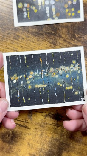 Practicing Bokeh in a Tiny Rainy Art Card #miniart