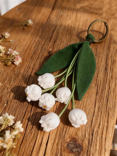 Lily of the Valley Bag Charm, Fabric Flower Keyring Keychain, Floral Accessory - Etsy Singapore