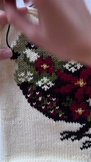 process of knitting a bird image on a sweater #shorts