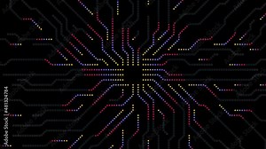 Seamless Technological circuit board.Looping Abstract technological template.Electrical circuit motherboard HUD.PNG Alpha. Connections.