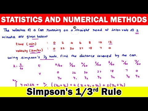 Engineering mathematics, numerical methods, Simpson's 1/3 Rule, Statistics and Numerical Methods